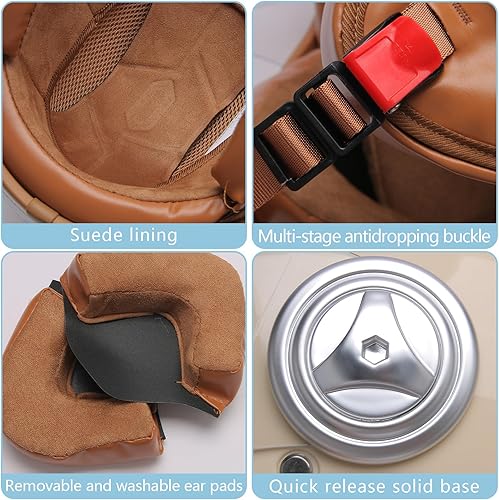 Miniatura 4 de Casco de motocicleta de cara abierta para hombres y mujeres, adulto, estilo retro alemán, 34, casco de motocicleta con certificación FMVSS 218 y