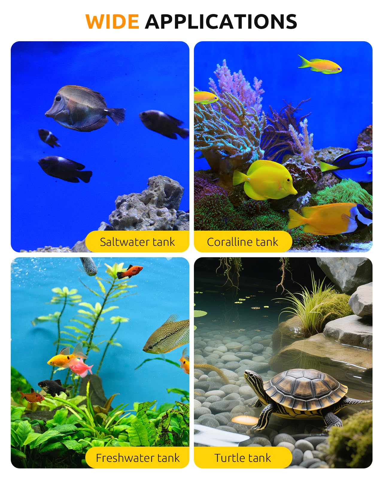 SEAOURA SEAOUR - Riscaldamento per acquario, 200 W, 105-170 l, con termostato, sensore di temperatura, temperatura alta e need, doppia protezione, funzione di memoria, acqua dolce/salata, 26,5 cm