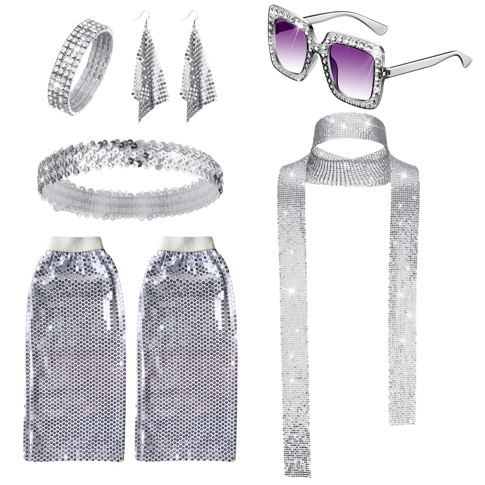 EDLMKM 6 Pack 1970s Disco Accessories, 70s 80sDisco Fancy Dress Costume Set, 70s Fancy Dress Women Accessoriess - Image 4