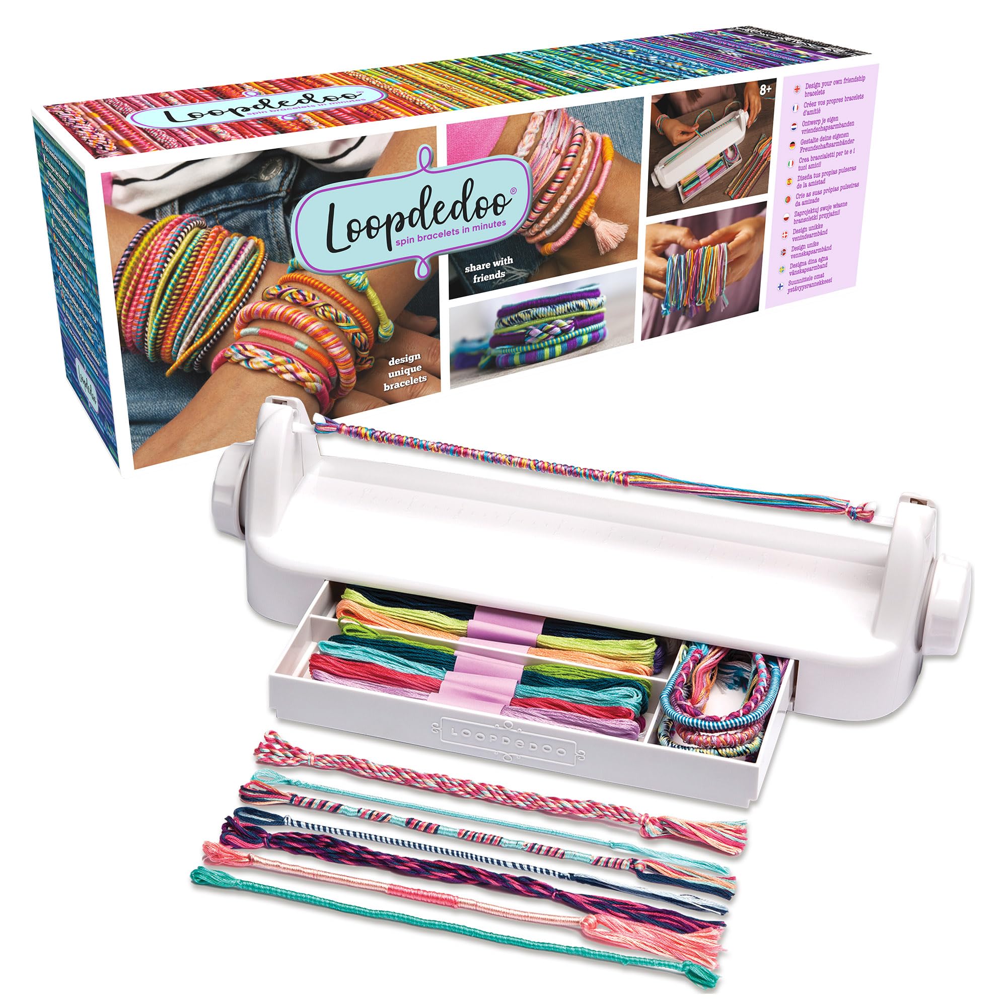 Goliath - LOOPDEDOO - DIY Friendship Bracelet Kit for Children from 8 Years - Easy and Fun Rotary Loom - 12 Strands 100% Cotton Included - Creative Activity Girls & Boys - Gift Idea
