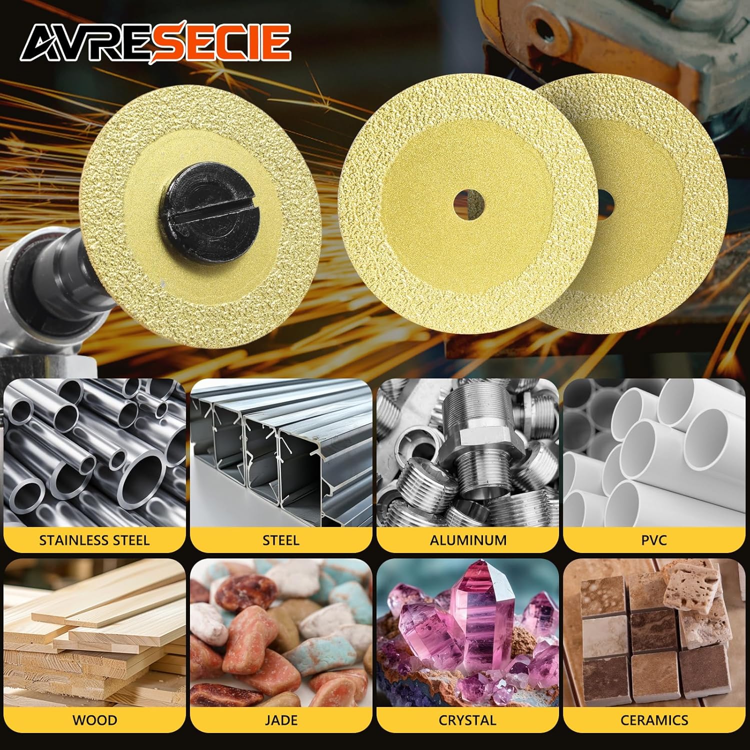 2 Inch Diamond Cutting Disc Blade Wheels, 2PCS Metal Die Grinder Cut Off Wheel With1/4 stem Mandrel,Rotary Tool Accessory for Cutting Metal and Stainless Steel,PVC Pipes