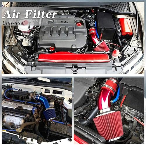 Miniatura 5 de Sporacingrts Tubo de admisión de aire frío, 76mm 3 pulgadas Kit universal de filtro de aire de rendimiento para automóvil, filtro turbo de entrada