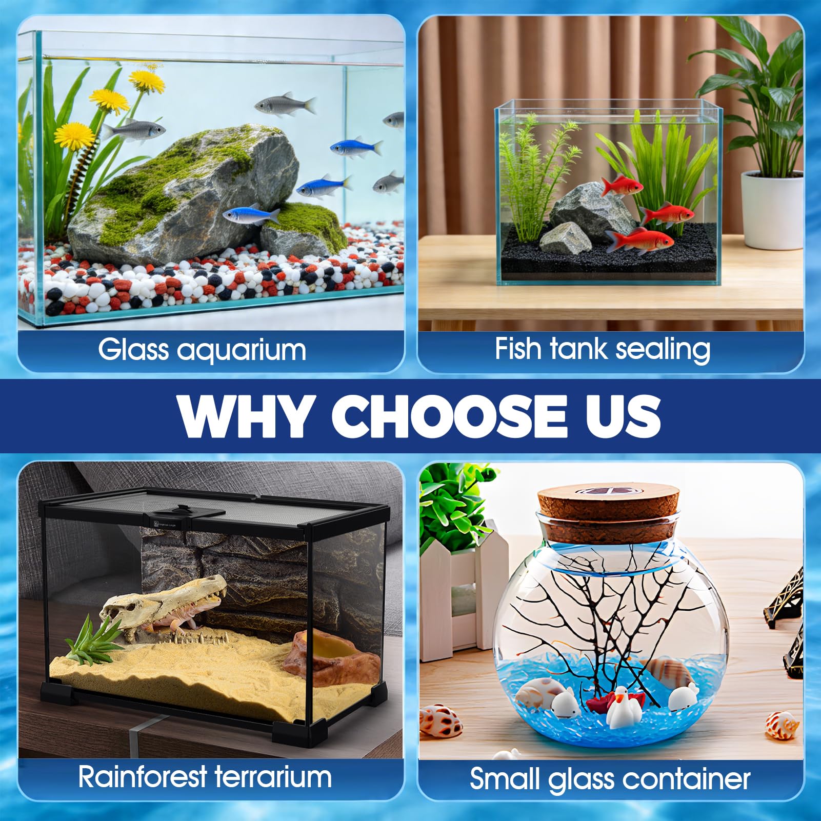 ALLONY Silicone per Acquario, 150ML Silicone per Acquario Nero, Silicones Nero, Acquario Sott'acqua Colla, Impermeabile, Colla per Acquario, Terrario, Acquari, Vetrine, Vetro
