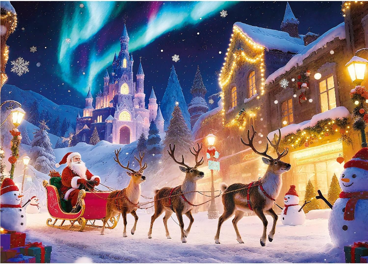 Christmas Jigsaw Puzzles for Adults 1000 Pieces - Santa Claus Under Aurora Borealis - 27 x 20 in - Xmas Winter Holiday Puzzle for Adults - Challenging Family Puzzle Perfect for Game Nights