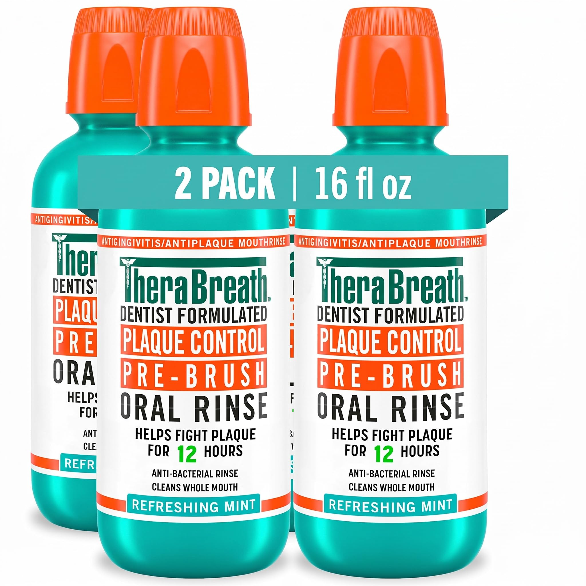 TheraBreath Plaque Control Rinse - Refreshing Mint 2-Pack -12 TheraBreath Plaque Control Rinse - Refreshing Mint 2-Pack -12