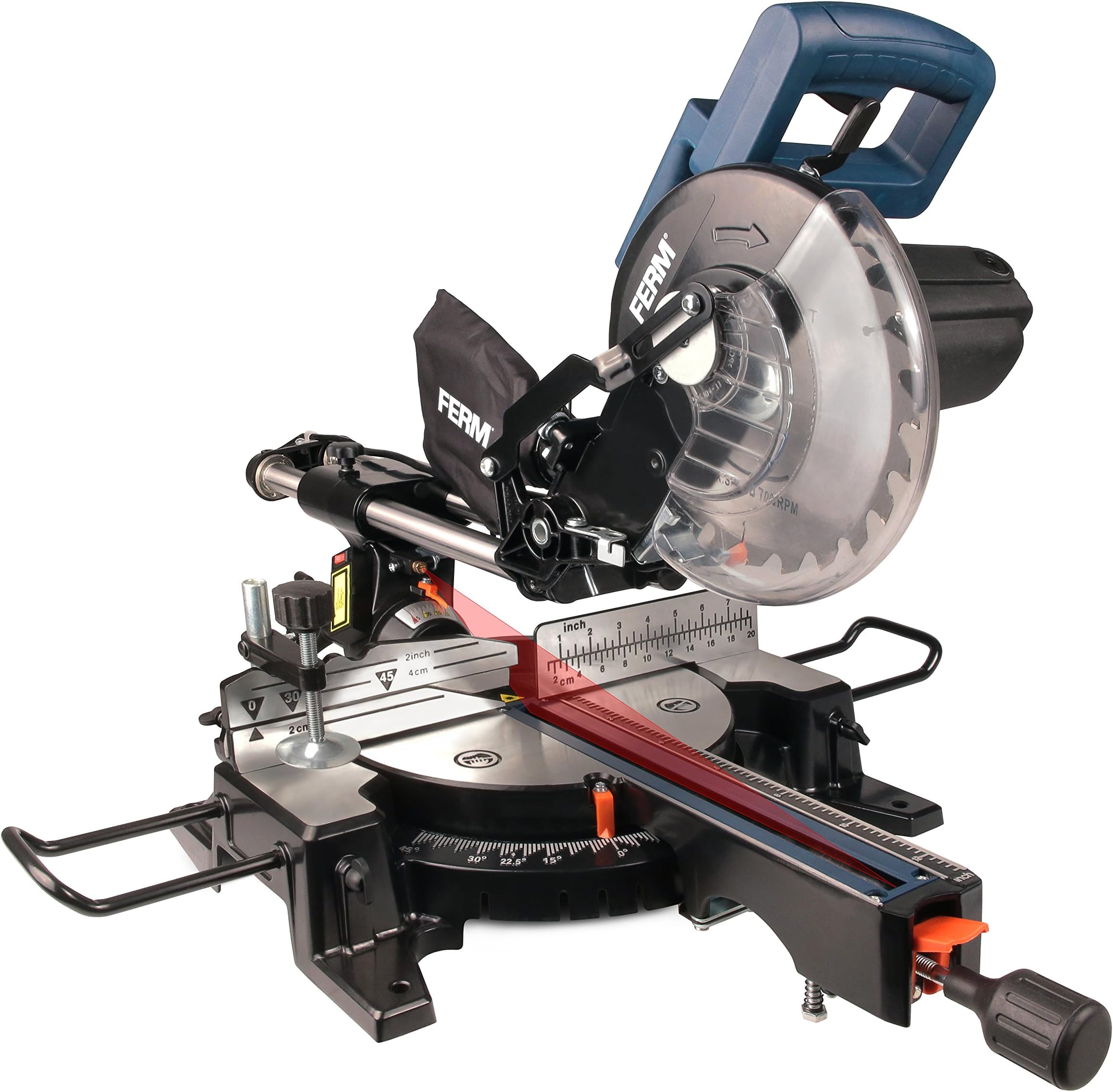 Ferm MSM1039 1500 W Radial Miter Saw (210 mm, Multicolour)