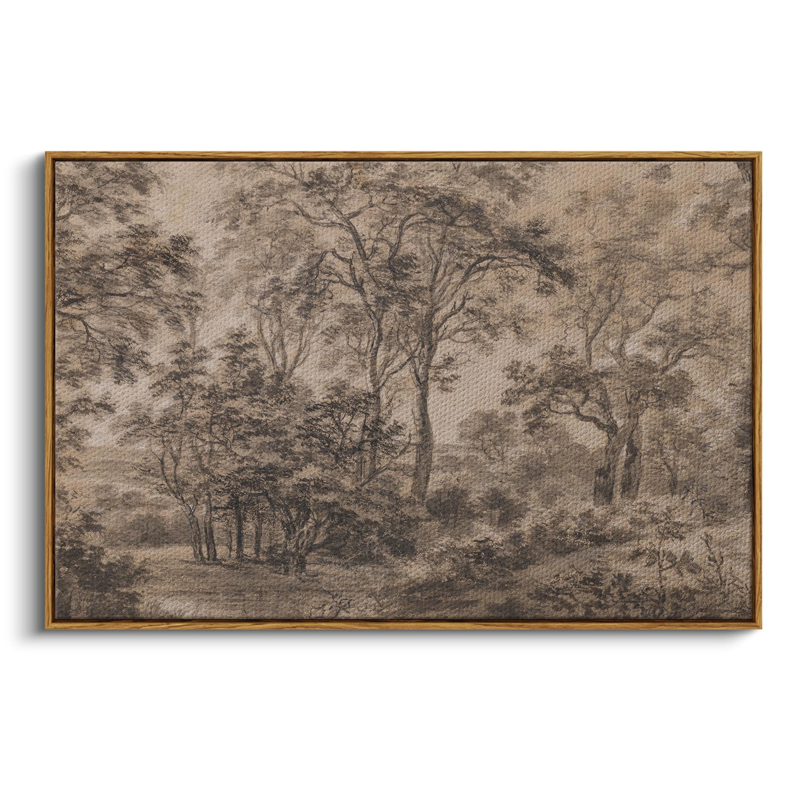 InSimSea Framed Canvas Prints Vintage Decor, Sketch Dark Moody Forest Brown Trees Landscape Paintings Wall Art, Large Countryside Farmhouse Hanging Wall Decor for Living Room Bedroom, 24x36inch
