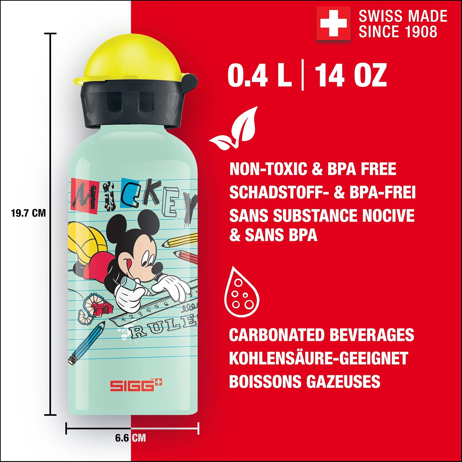 Sigg Disney Kids Water Bottle (0.4 L), Pollutant-Free Children's Bottle with Leak-Proof Lid - Image 3