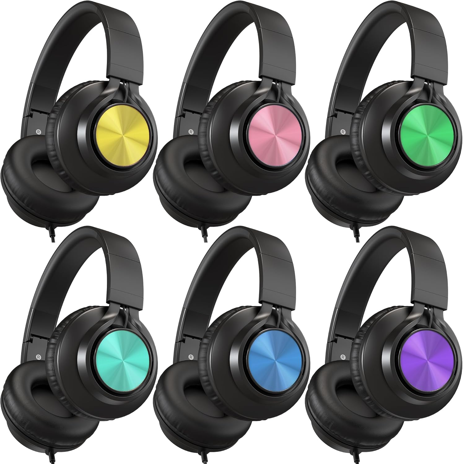 AILIHEN Kids Headphones for School K-12 Class & Teachers, 6 Pack Foldable Wired Headset with Microphone & 3.5mm Jack, Bulk Headphones for Classroom/Student/Laptop/Tablets/Chromebook (6 Colorful)