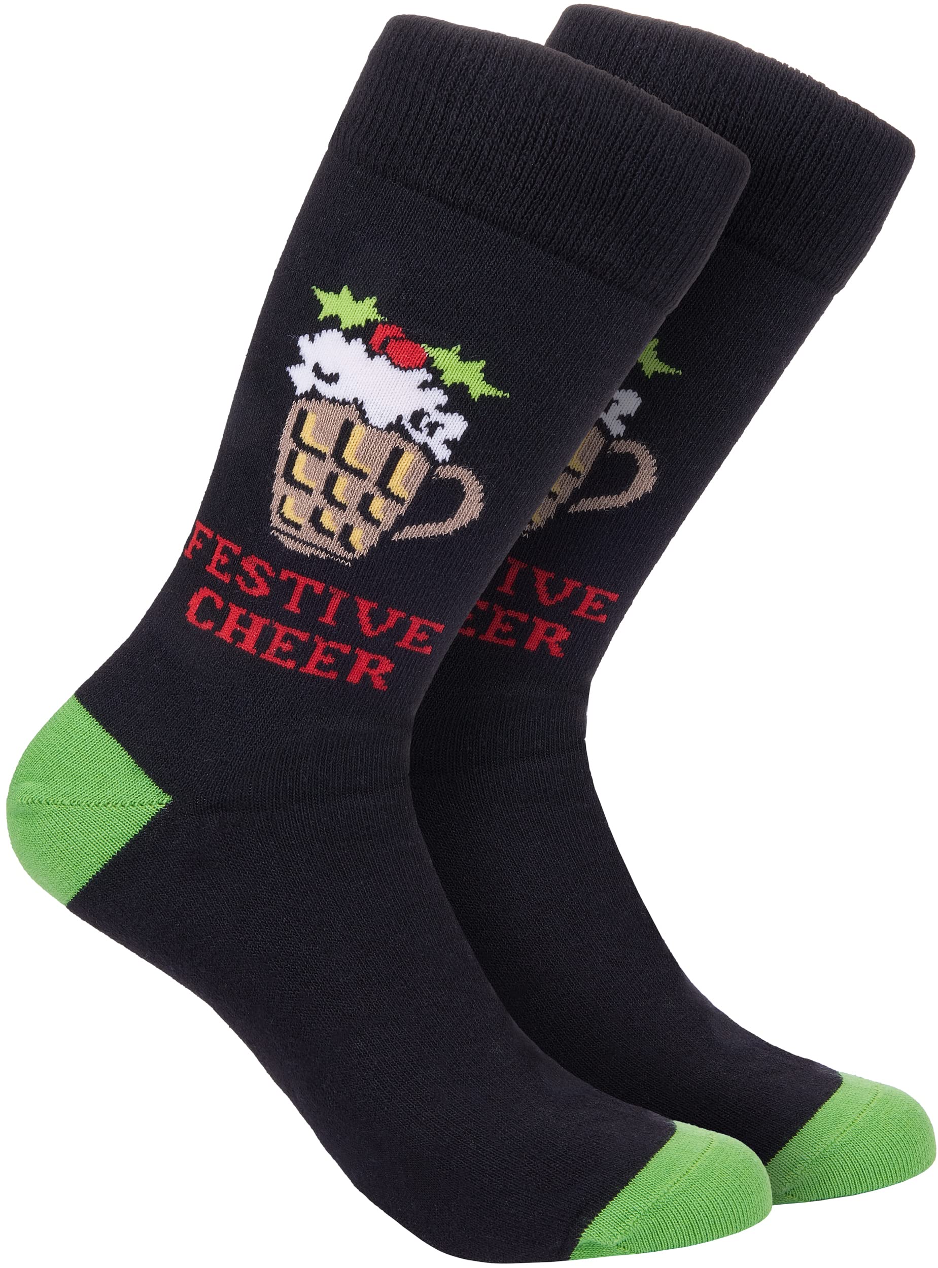 Brubaker Unisex Festive Cheer - Christmas Beer Men's Christmas Socks - Christmas Motif Festive Cheer - Colourful Cuddly Socks For The Christmas Season - Men Funny Crew Socks Gift Christmas - One Size Eu 41-45