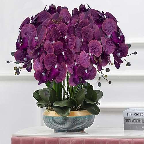Miniatura 47 de FagusHome Phalaenopsis - Flores artificiales de 32 pulgadas, 6 piezas de orquídeas artificiales con tallo para decoración del hogar (rosa)