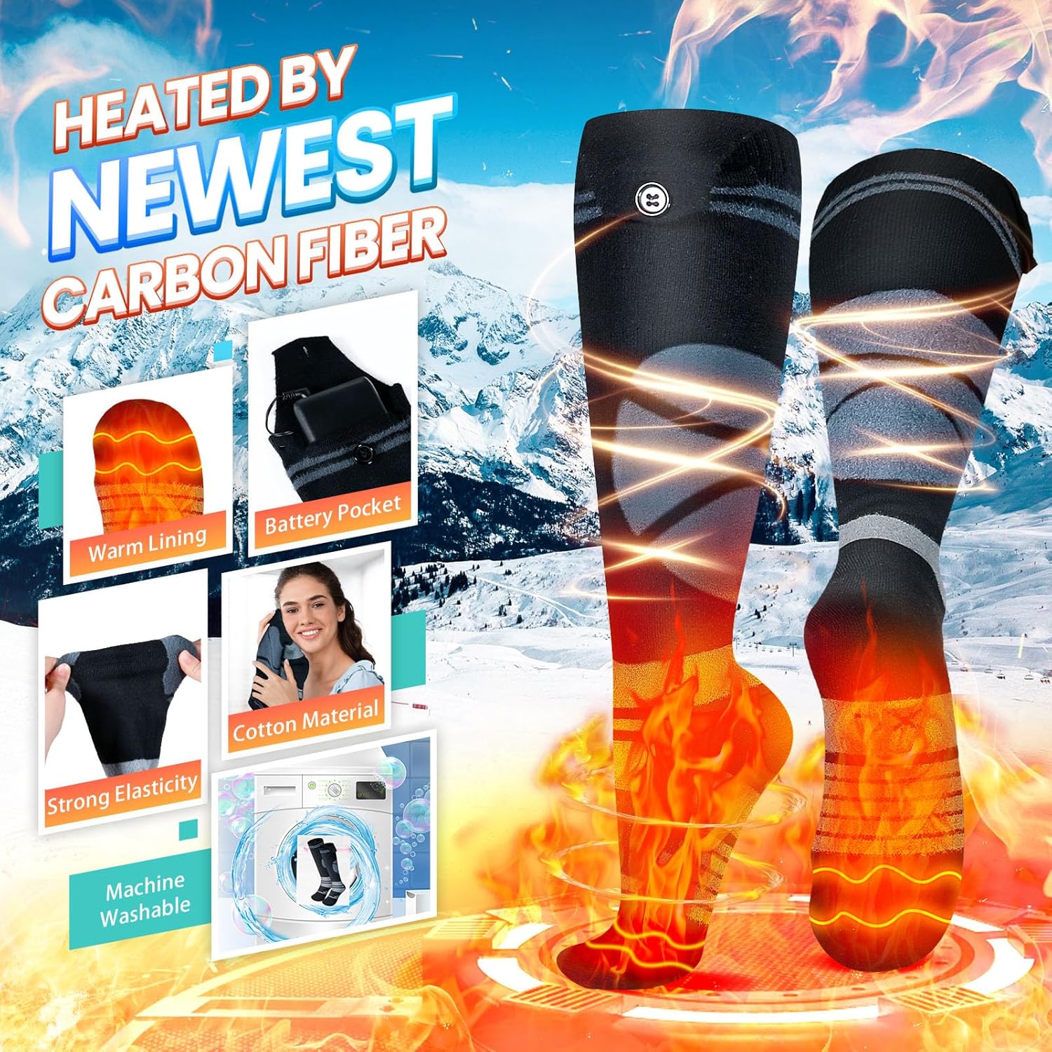 Heating elements covering toes