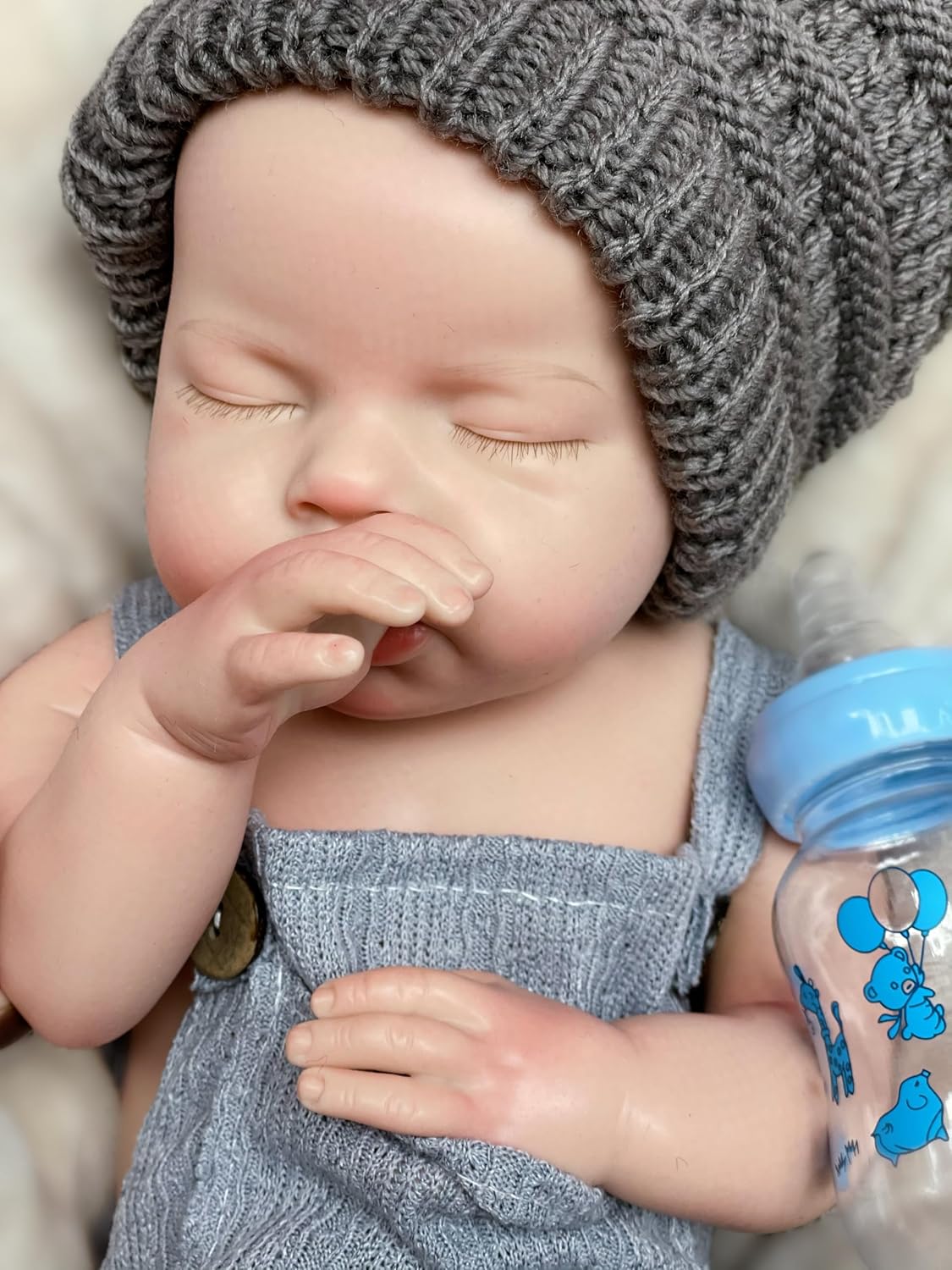 20 inch Full Solid Silicone Reborn Doll Boy Lifelike Reborn Sleeping Newborn Babies Doll That Can Open Mouth