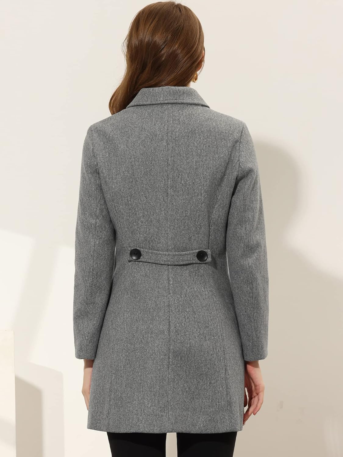 Allegra K Women's Pea Coat Single Breasted Long Sleeve Warm Casual Overcoat with Pockets Winter Outwear - Image 4