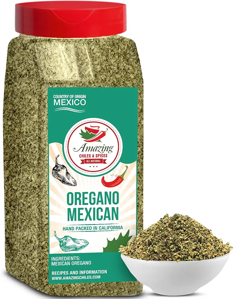Dried Mexican Oregano (4 oz) – Fresh and Fragrant - Dried Whole Leaves – Great in Mexican Recipes like Pasole, Stews, Salsa, Meats, Enchiladas. Resealable Bag. By Amazing Chiles and Spices.