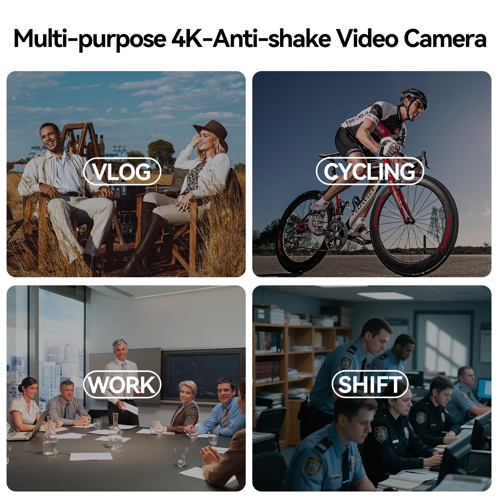 CAMMHD C2 Cámara de Video 4K, Cámara de Vlog para Llevar Puesta con Estabilizador de 6 Ejes, Grabadora con Control por App Wi-Fi (64G)