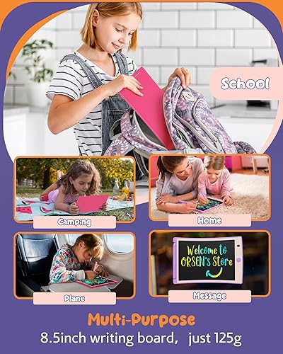 Miniatura 5 de Orsen - Colorida tableta de escritura LCD de 8.5 pulgadas para niños, bloc de dibujo para bocetos electrónicos, tablero de garabatos, juguetes