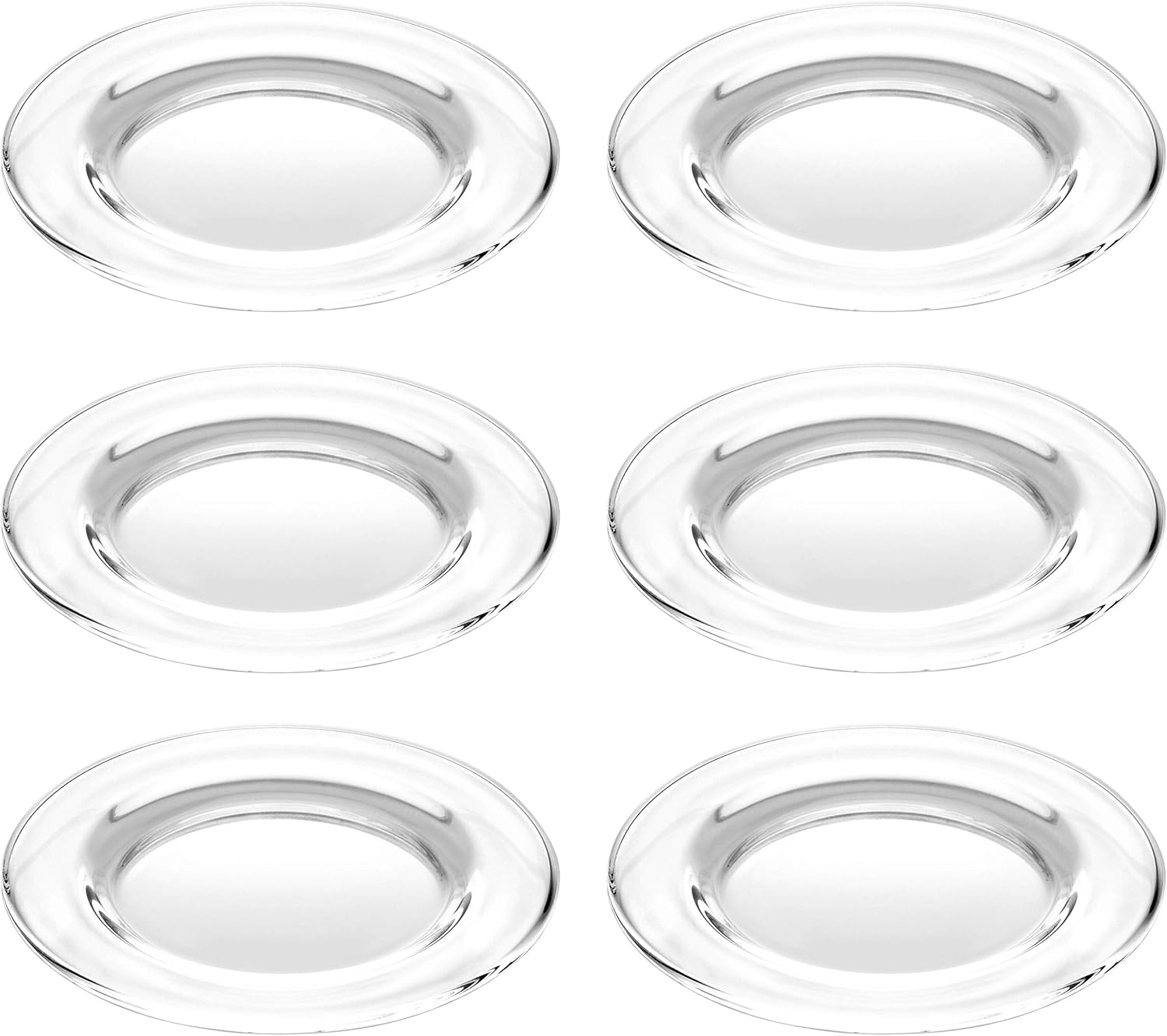 Barski - European Quality - Set of 6 Plates - Classic Clear Glass - Salad - Dessert - Appetizer - Plate - 5.9" Diameter - Made in Europe