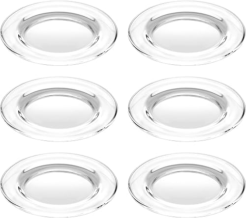 Barski - Calidad Europea - Juego de 6 Platos - Vidrio Clásico Transparente - Ensalada - Postre - Aperitivo - Plato - 5.9" Diámetro - Fabricado en