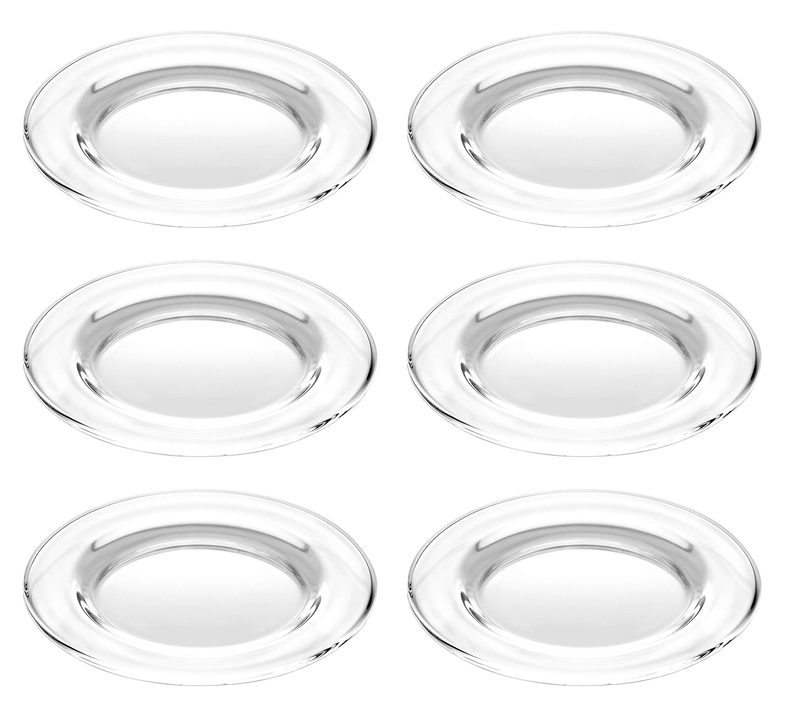 Barski - Calidad Europea - Juego de 6 Platos - Cristal Clásico Transparente - Ensalada - Postre - Aperitivo - Plato - 15 cm de diámetro - Fabricado en Europa