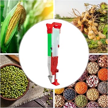Handheld Corn Peanut Seeder,Depth & Height Adjustable Manual Soybean Planter for Garden Home, Green