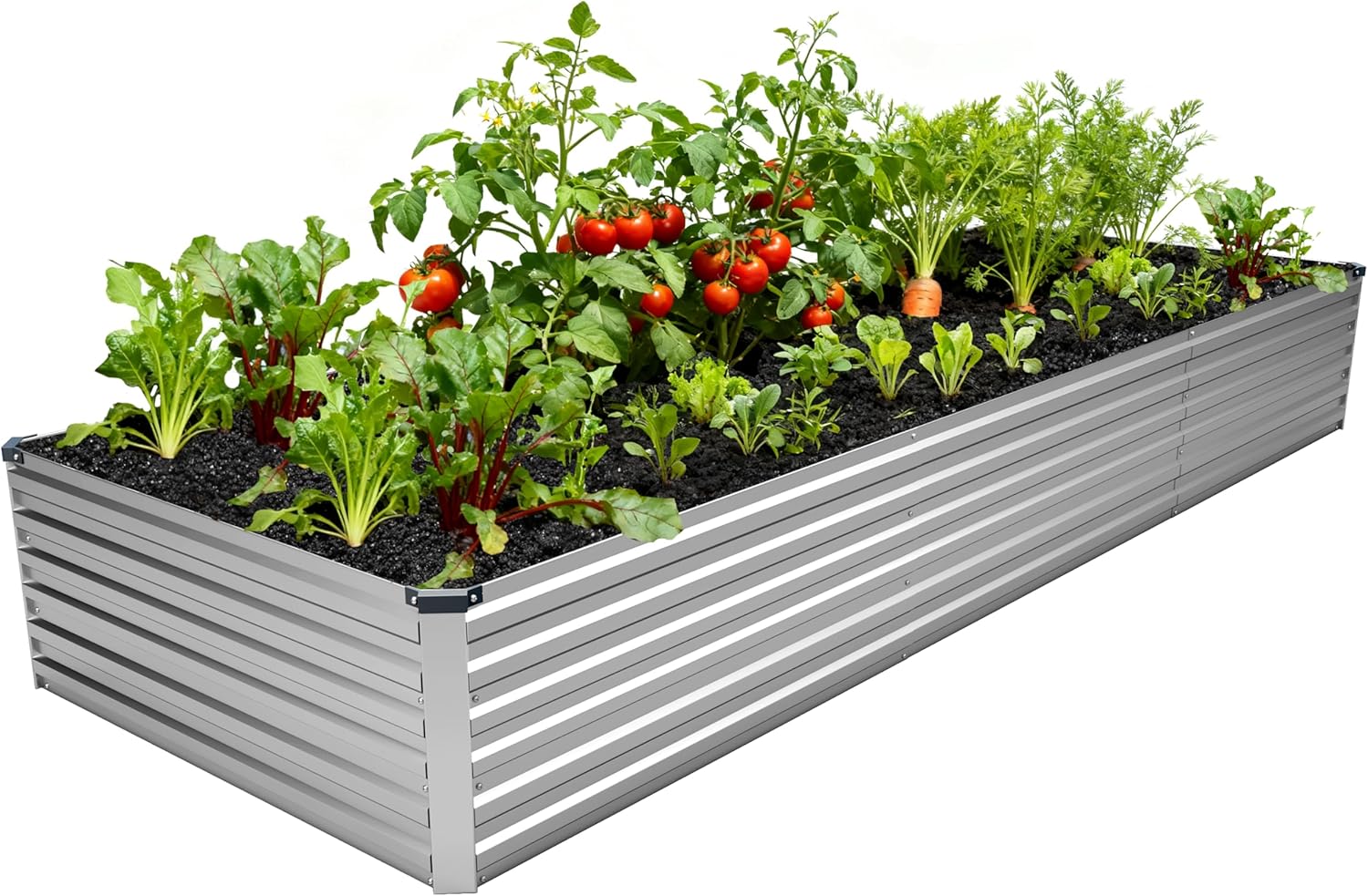 MGNO 12x4x1.5FT Galvanized Raised Garden Bed-Outdoor Planter Box for Vegetables-Metal Garden Bed,RRectangle Planting Box for Herb,Flower