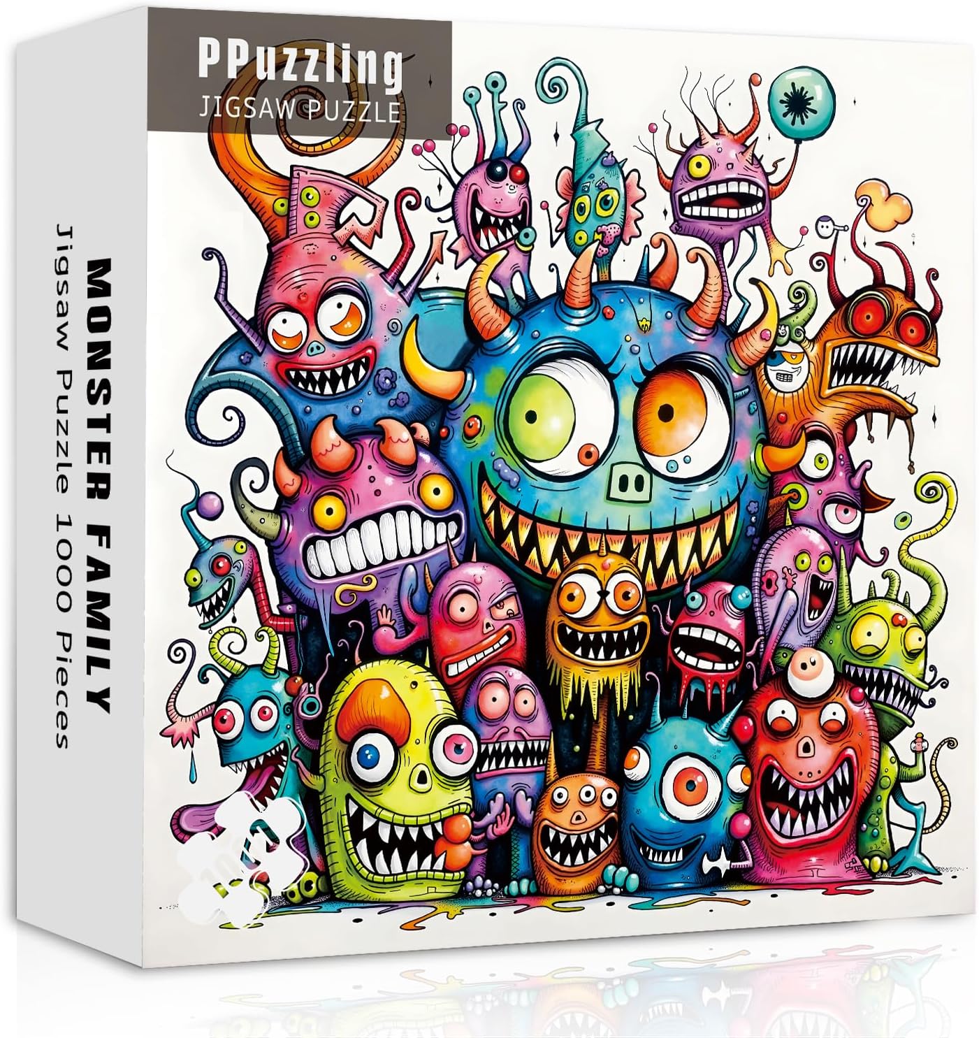 Monster Puzzles for Adults 1000 Pieces, Funny and Colorfu Jigsaw Puzzles, Crazy Monsters Family Art Puzzle as Home Decor