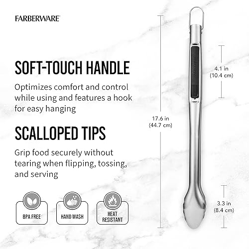 Miniatura 4 de Farberware Barbacoa Pinza de bloqueo deslizante con una mano con borde festoneado, 16 pulgadas, acero inoxidable