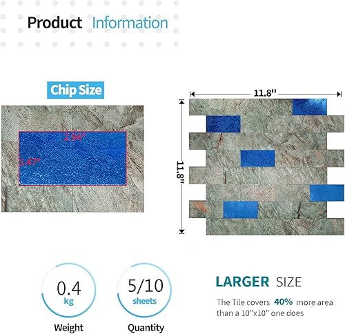 Miniatura 9 de XUANINY 10 hojas de azulejos autoadhesivos para salpicaduras de muro, azulejos de metal y madera, de aluminio, para pegar en la cocina, tocadores de