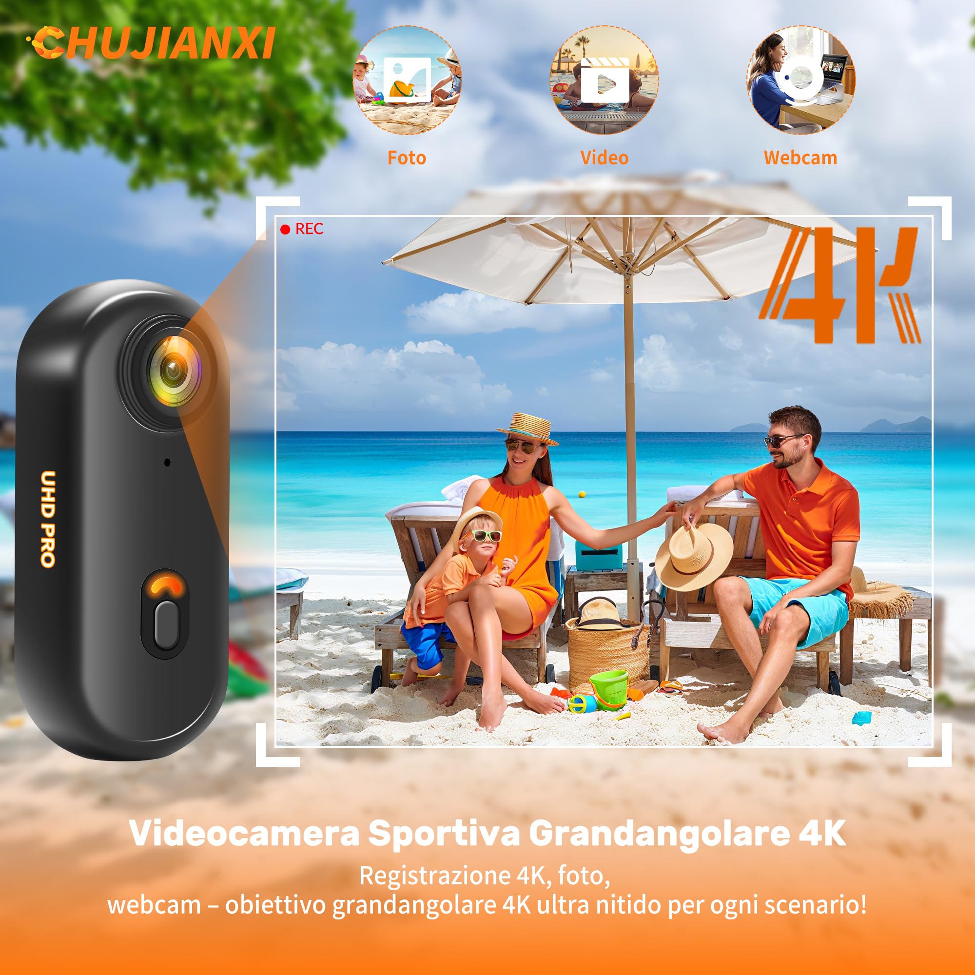 2026 nuovamente migliorata Action Cam 4K (64GB),Body Cam WiFi,Casco Cam Portatile,Fotocamera Indossabile per Casco,Videocamera da Pollice Sott'acqua 30 m,Bodycam POV per Moto Bici Sci Surf Alpinismo