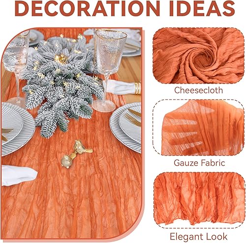 Miniatura 3 de ZOUTOG - Paquete de 6 caminos de mesa de estopa, camino de mesa de 10 pies para fiesta, 35 x 120 pulgadas, rústico, transparente, bohemio,