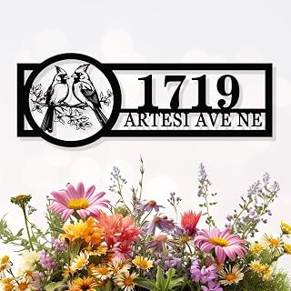 Personalized Love Birds Hanging Address Sign for House,Custom Address Plaques for House Numbers, House Number Sign, House Numbers for Outside, Address Numbers for House