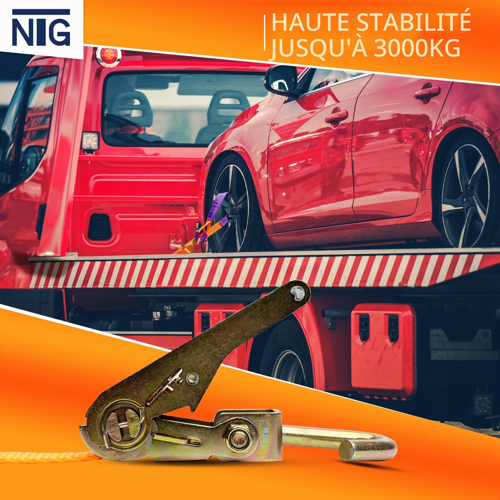 4 pièces de Sangles d'arrimage pour Le Transport en Voiture Un Seul Point d'arrimage nécessaire 35mm Sangle de sécurité de Roue Sangle d'arrimage Transport en Voiture Sangle de Pneu