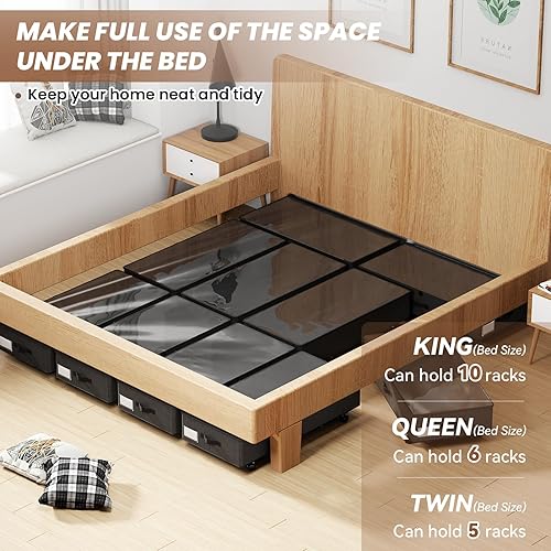 Miniatura 7 de PHINOX Contenedores de almacenamiento debajo de la cama con ruedas, organizador de zapatos debajo de la cama con asas reforzadas de ventana