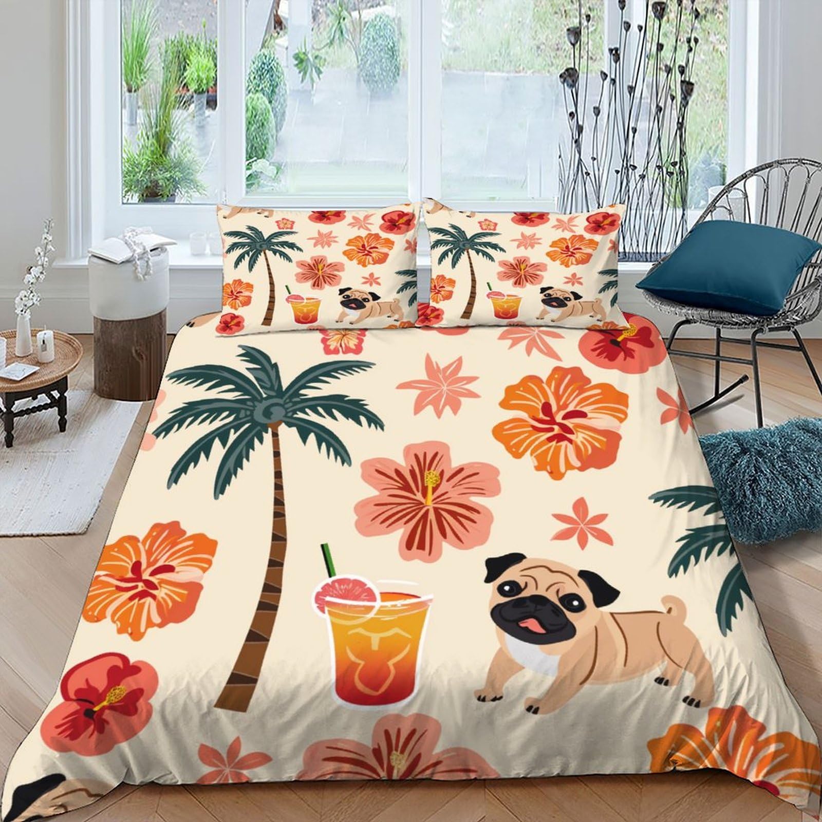 Housse de couette motif chien carlin pour chambre adulte cosy et moderne