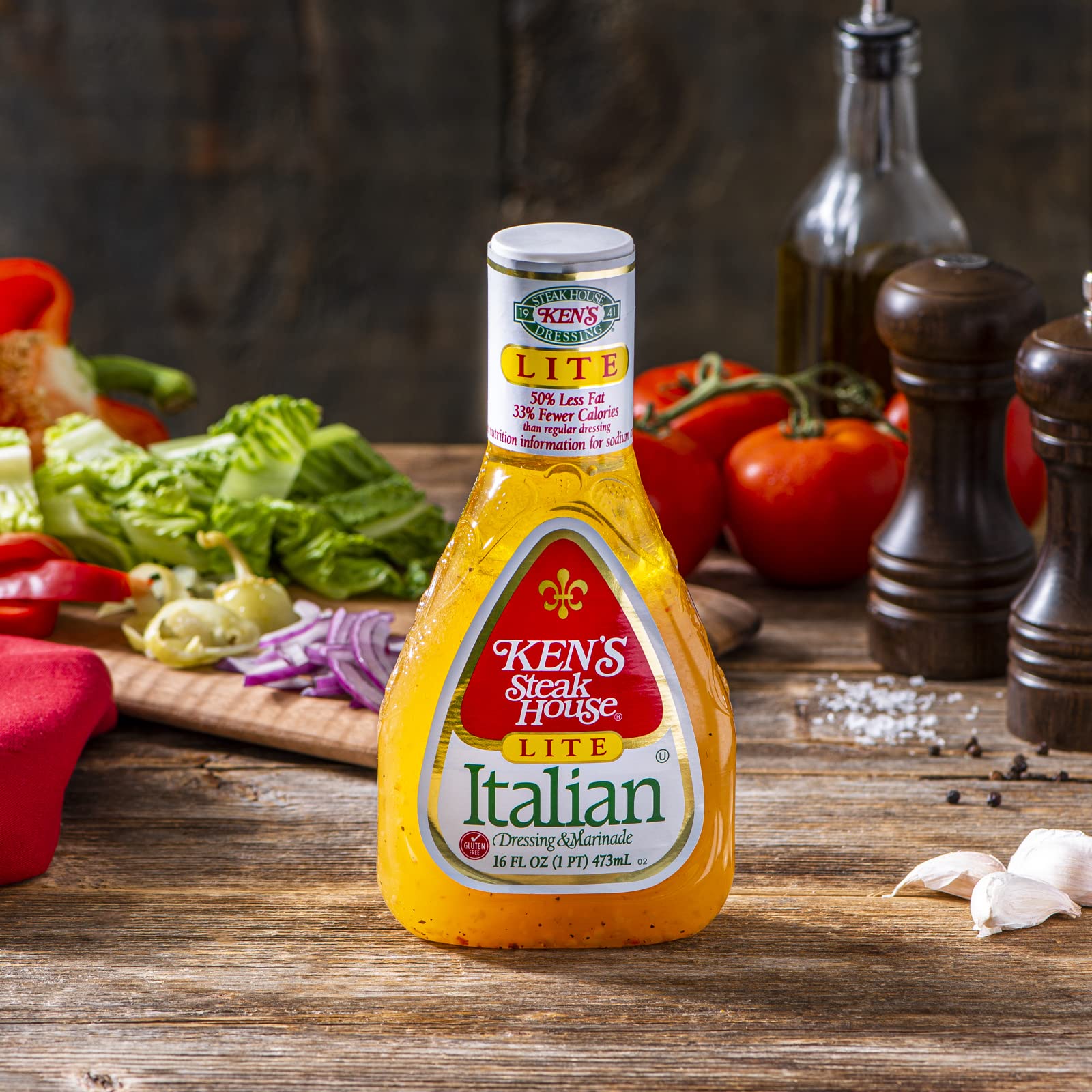 Ken's Steakhouse LITE Italian Dressing & Marinade (3 Pack) 16 oz Bottles by N/A