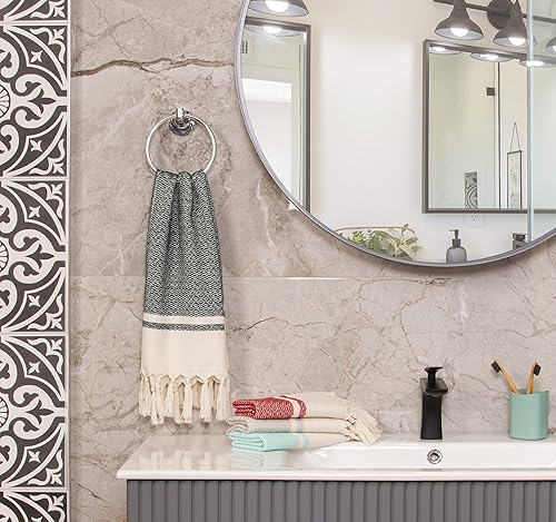 Vista 21 de Rumi & Shams - Toallas de mano turcas estilo bohemio de granja 2 piezas, 16 x 32 pulgadas 100% algodón Azul marino