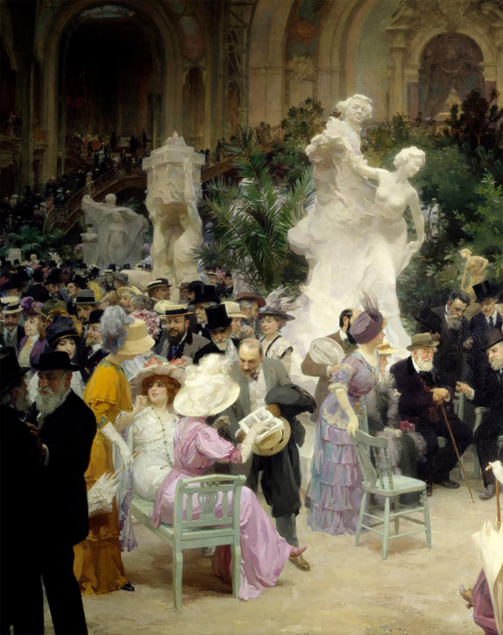 SERENDIPITP Abstract Painting Mural Print Picture Wall Decor Painting Mondanites During the Art Exhibition At the Grand Palais in Paris by Jules Alexandre Gruen or Grun for Home Decor 60x90cm