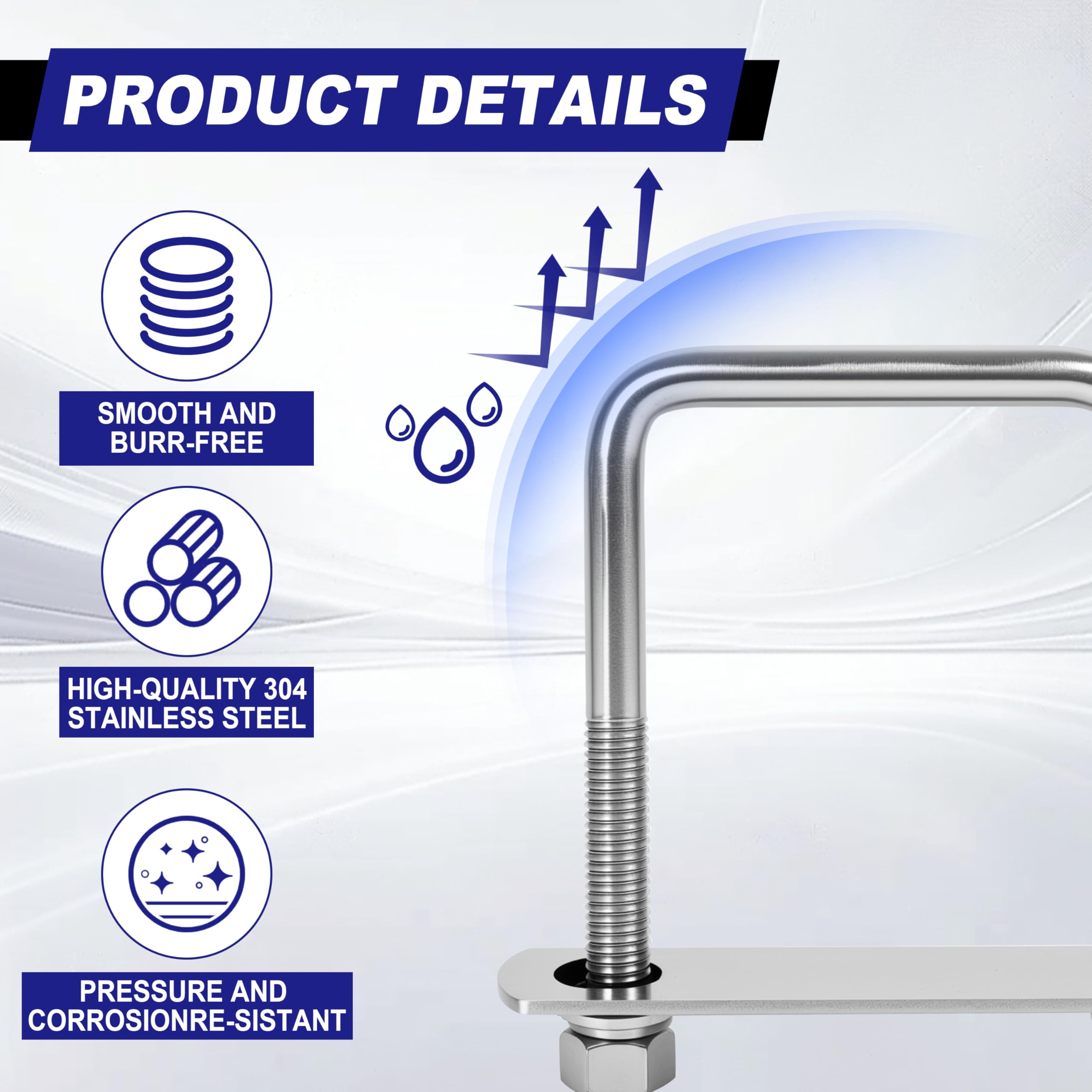 M12 Stainless Steel U-Bolts - 4 Sets Kit -3