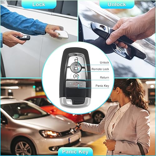 Miniatura 3 de X AUTOHAUX 315MHz M3N-A2C93142300 Reemplazo inteligente de proximidad sin llave remoto llavero para Ford Edge 2017-2020 4 botones con llave de