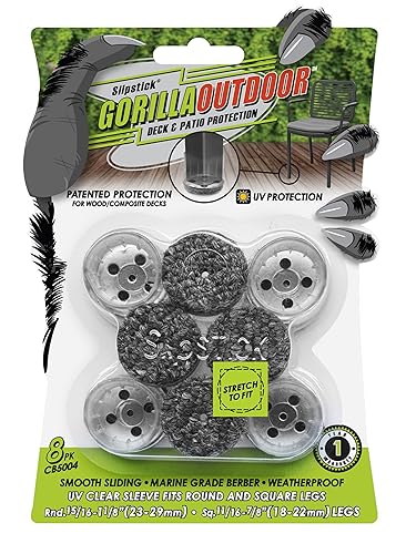 Slipstick GorillaOutdoor Berber Furniture Feet Pads with Clear Sleeve Sock