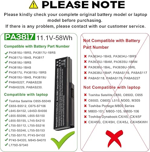 Miniatura 5 de Batería para portátil Toshiba PA3817U-1BRS PA3818U-1BRS PA3819U-1BRS Satellite C655 C675 C675D L645 L645D L655D L675 L675D L745 L755 L755 D P745