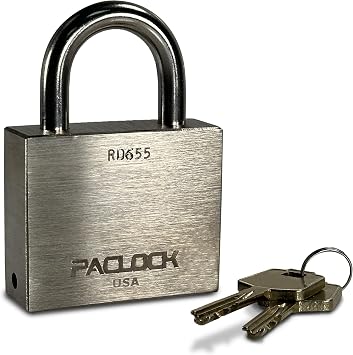 PACLOCKs RD655 Rotating Disc Padlock, 3/8" Dia. Stainless Steel Shackle, High Security Rotating Disc, Exclusive Key Number, Keyed Differently w/ 1 Key, Nickel-Plated Brass