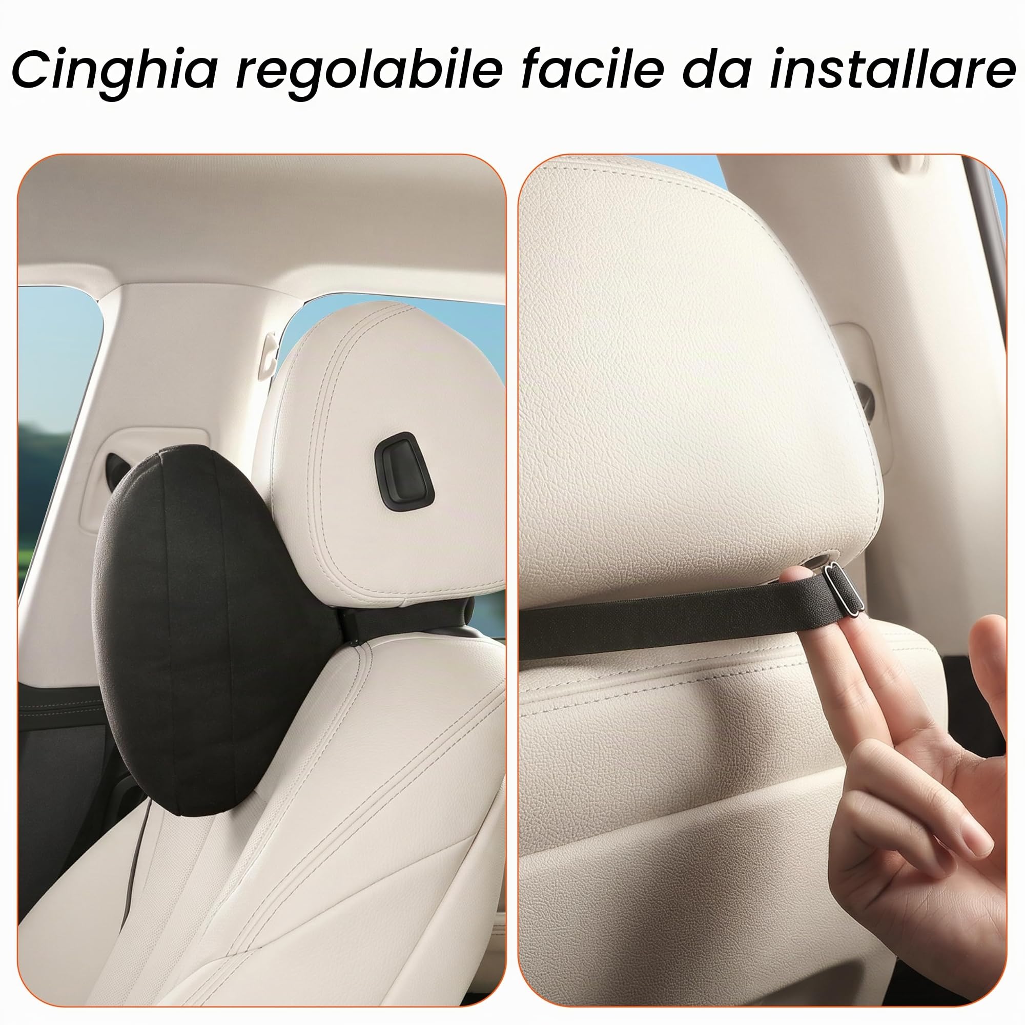 cuscino poggiatesta auto collo,Superfibra scamosciato,Supporto testa,Poliestere origine vegetale,30cmx19cm,Riempibile & regolabile Guidatore Veicolo Sedili(cuscino collo 2ps, nero)