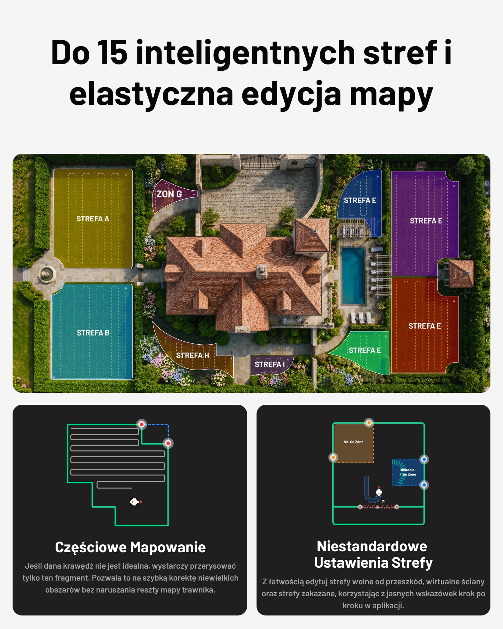 Mammotion LUBA 3 AWD 1500 robot koszący bez przewodu, Zalec. 1500 m² | 360° LiDAR + Podwójna kamera z KI, AWD do 80% nachylenia, 15 stref, Wysokość cięcia 25-70 mm, Bateria 9,4Ah
