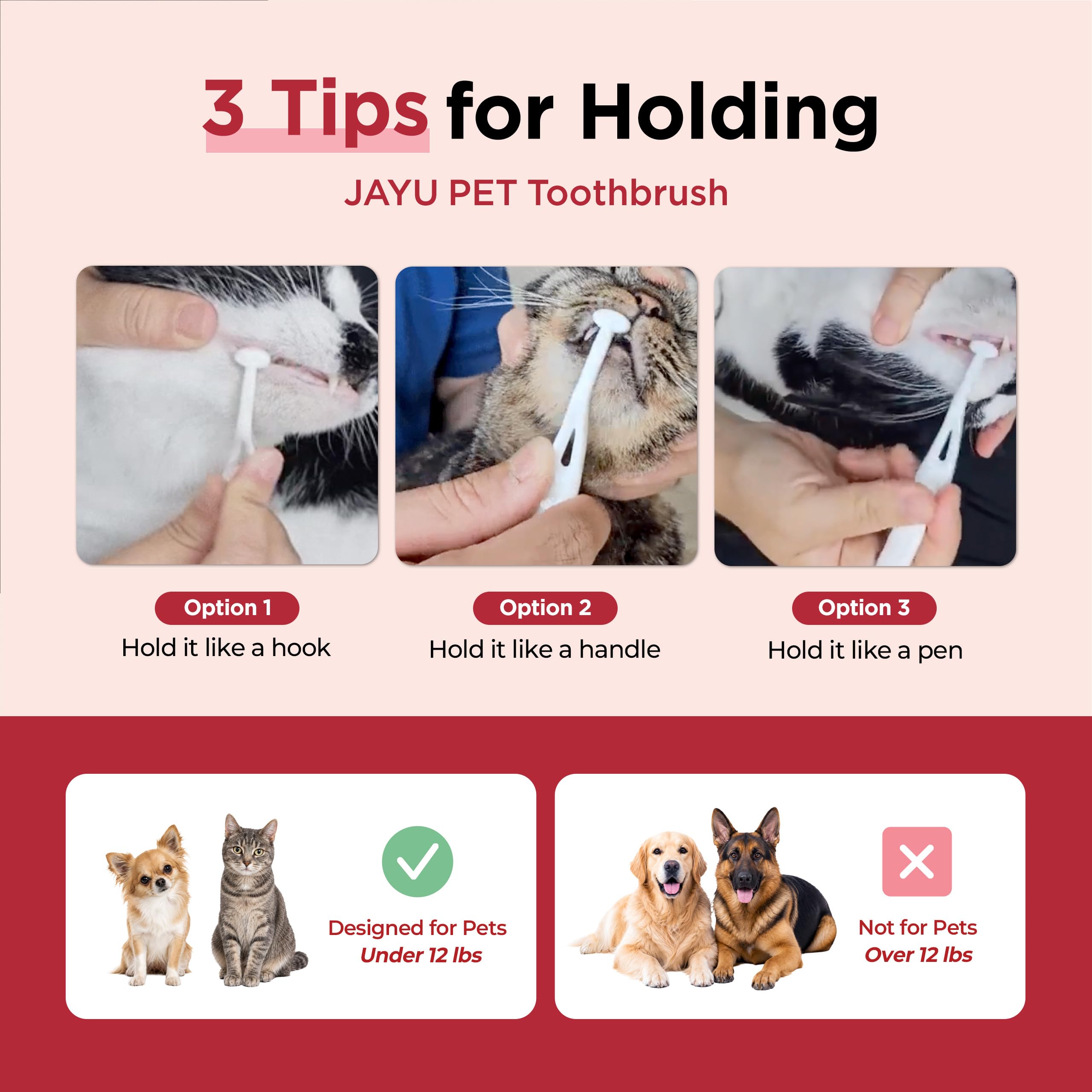 JAYU PET Brosse de soins dentaires – Brosse à dents pour chien et contrôle du tartre | Brossage des dents de chat et nettoyage facile | Soins dentaires pour animaux de compagnie avec poils doux (10
