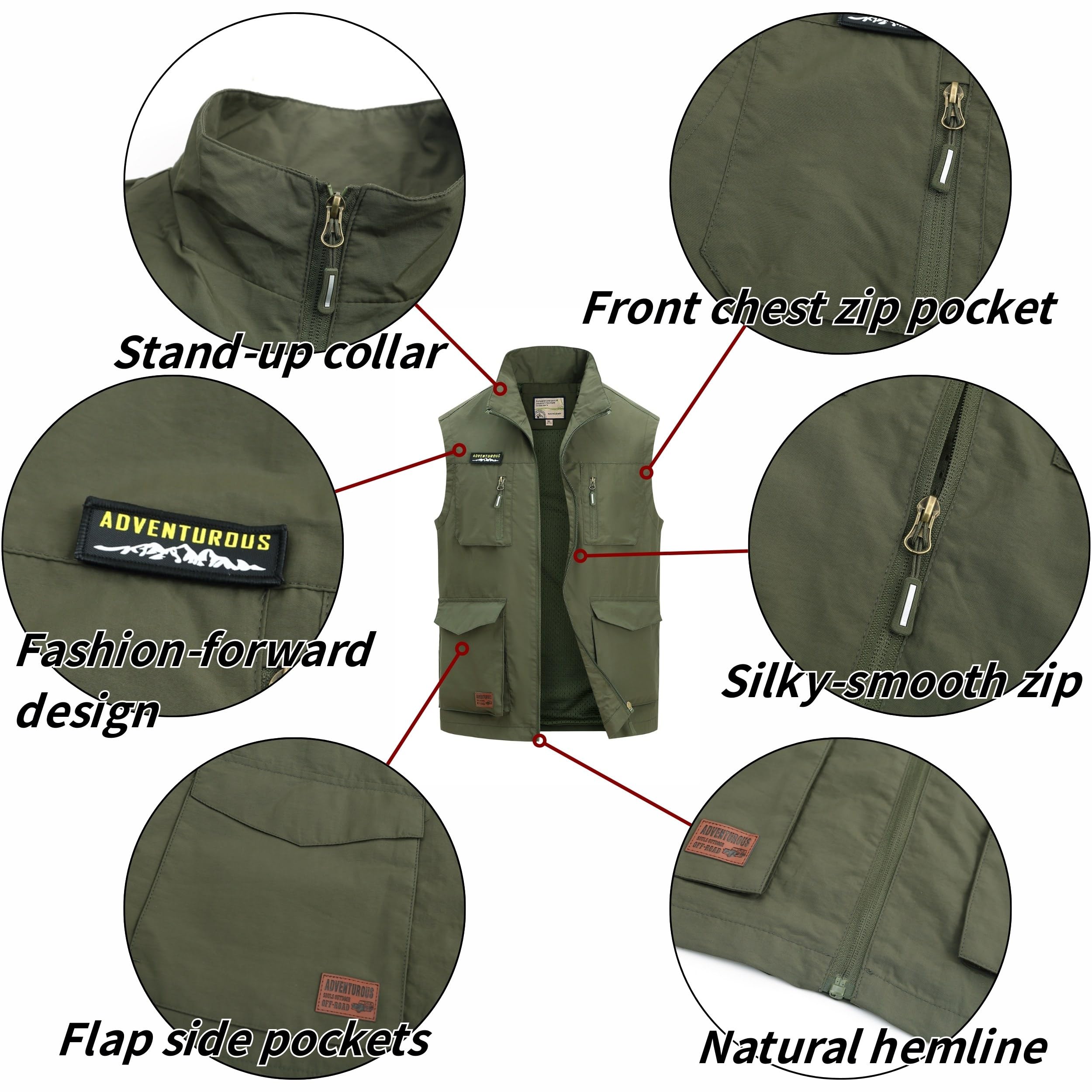 Chaleco de pesca de trabajo con múltiples bolsillos, aire libre, respirable, sin mangas, para deportes