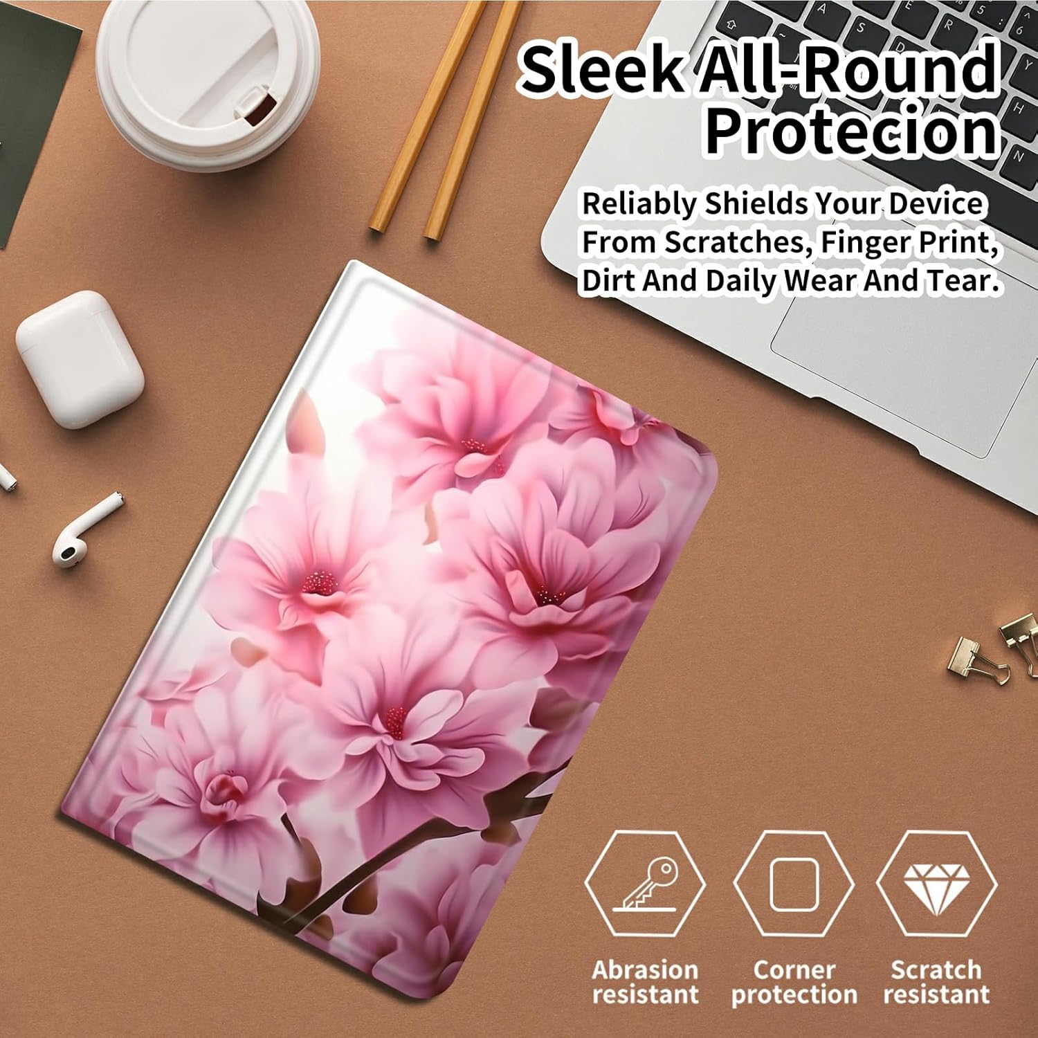 Case for 10.1" Amazon Fire HD 10 Tablet (13th Generation,2023 Release),Slim PU Leather Folding Stand Protive Cover with Auto Wake/Sleep for Kindle Fire HD 10 Tablet 2023,Pink Flowers