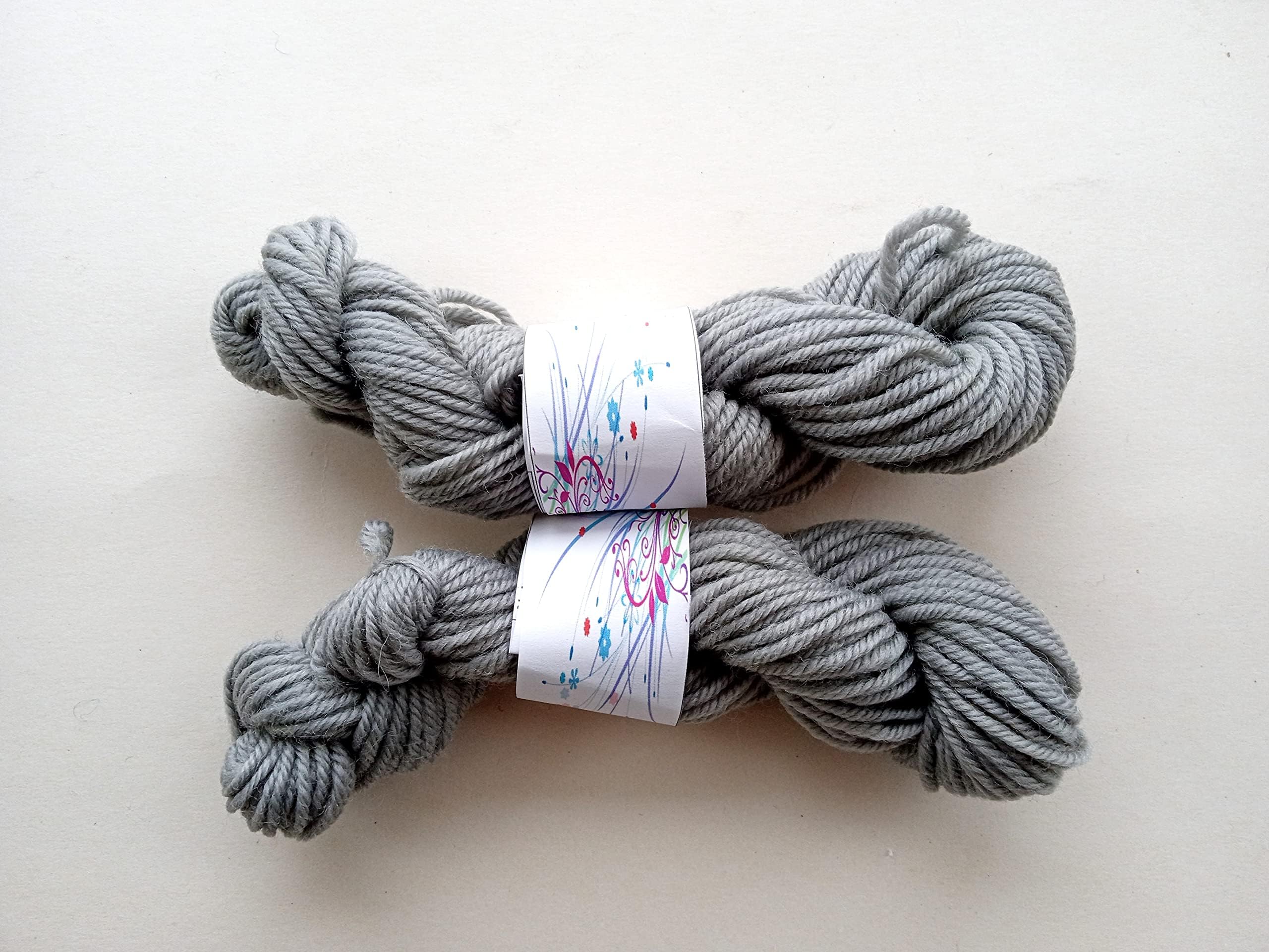 Two Skeins Dove Gray Grey 100% Wool Tapestry Craft Yarn