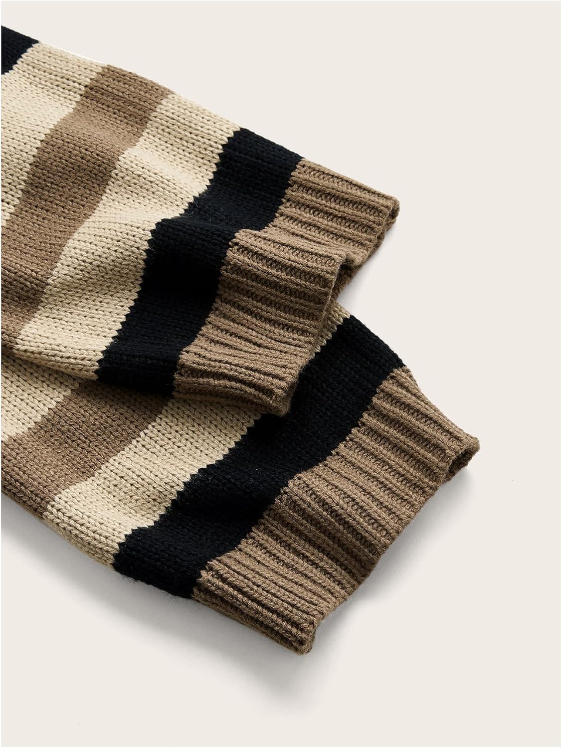 MakeMeChic Women's Striped Crop Sweater Crew Neck Long Sleeve Y2k Pullover Tops Knitwear - Image 4